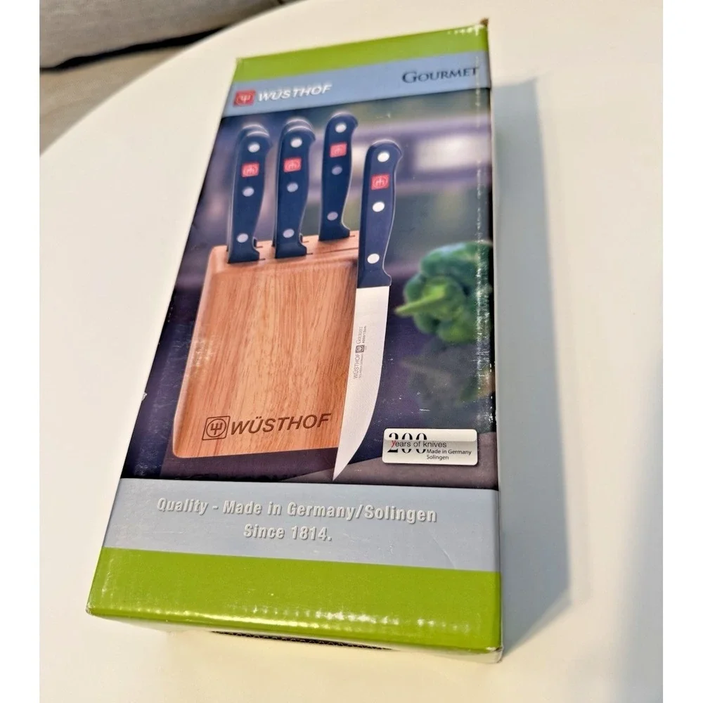 NEW Wusthof Gourmet Steak Knife Set - 7 pc (6 Knives + Block) 4.5